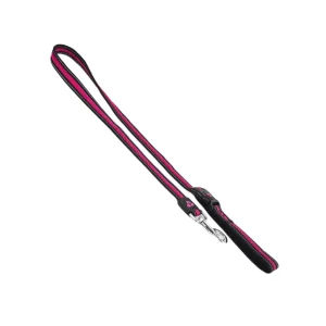 DOG LEAD DOUBLE LAYER REFLECTIVE MESH CAFE 2.5CM X 120CM PINK DEL