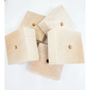 Balsa Natural 2" x 2" x 1" with 1/4" Hole (5)