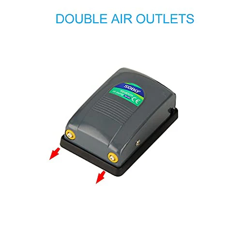 Sobo SB-648 Dual Outlet Silent Aquarium Qxygen Pump with Free 3 Meter Air Tube, 2 Air Stone and 2 Check Valve | Power : 5W | Output : 2 * 4L/min | Pressure : 2 * 0.02mpa - Bild 8
