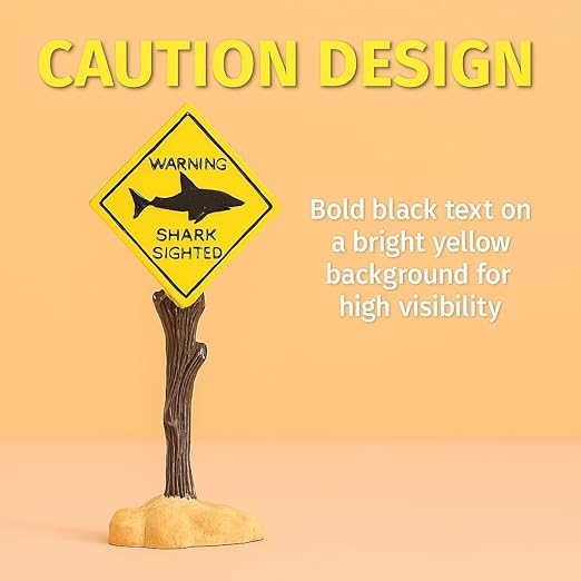 Petzlifeworld Shark-Sighted Warning Sign Decoration for Aquariums, Fish Tanks, Ponds & Bathtubs | Miniature Marine Landscape Decor | Realistic Nautical Theme, Durable Resin - Bild 3