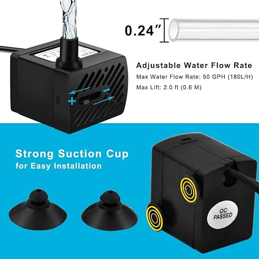 Petzlifeworld A300 | 3W | Water Lifting Height Upto 2 Feet Energy Saving Mini Submersible Pump with Speed Control for Aquarium Fish Tank and Indoor Decoration by Petzlifeworld - Bild 8