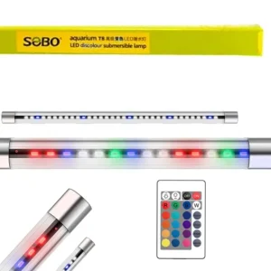 Sobo T4 Series Aquarium Fish Tank Multi Color Change Fully Submersible (Waterproof) LED Lamp with Remote Control & 2 Suction Cups (T4-580 an | Light Length : 550mm)