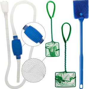 PetzLifeworld Aquarium Fish Tank Cleaning Combo Syphon + Algae Cleaning Sponge Brush + Green Fish Net 4 Inch ( 3 Piece Combo )