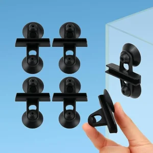 Petzlifeworld Black 4-Pcs Aquarium Divider Suction Cup Clips – Fish Tank Isolation & Breeding Partition Holder, Durable Plastic Glass Clip with Strong Suction