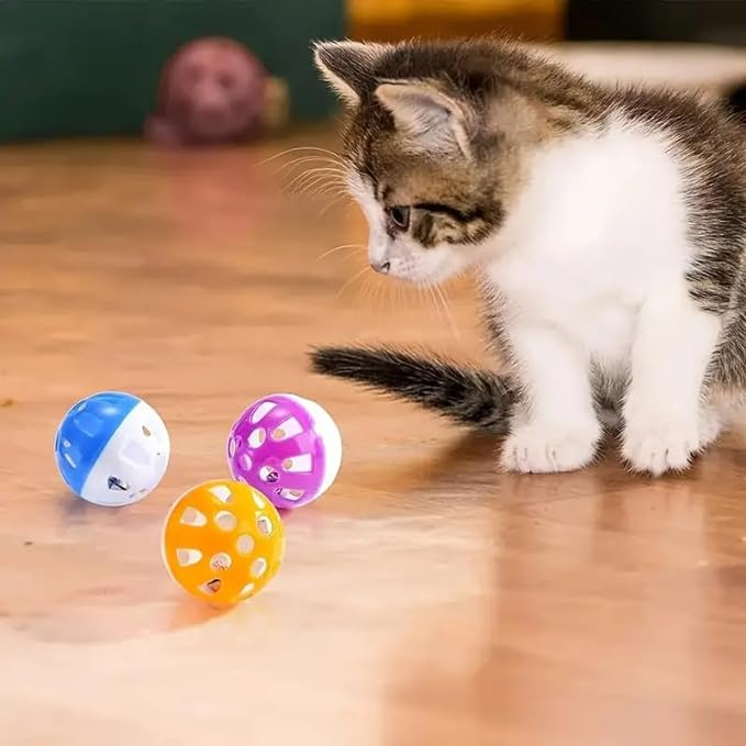 Petzlifeworld Big Lattice Cat Balls with Bell - Wiggly Jingle, Rattle, and Vibrant Colors for Interactive Play (Pack of 3) - Bild 3