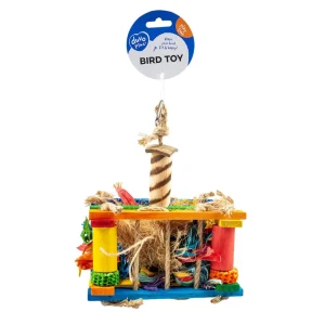 Wooden music box with sisal, coconut for birds
