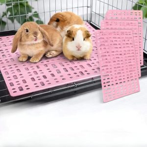 Petzlifeworld (34 * 25 Cm) Pet Cage Mat for Rabbit, Guinea Pig, Hamster Waterproof Plastic Feet Pads | Non-Slip Resting Floor Mats For Cats, Dogs, Bunny | Water Proof | Easy To Clean Cage Pads, Pink