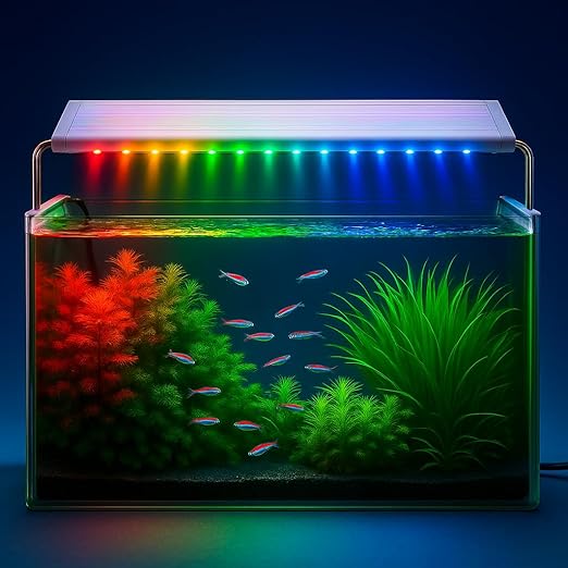 Petzlifeworld P-600 Series LED Aquarium Light – Full Spectrum High Brightness, Extendable Brackets (57–67cm), Energy-Saving Fish Tank Lighting for Freshwater & Saltwater Plants
