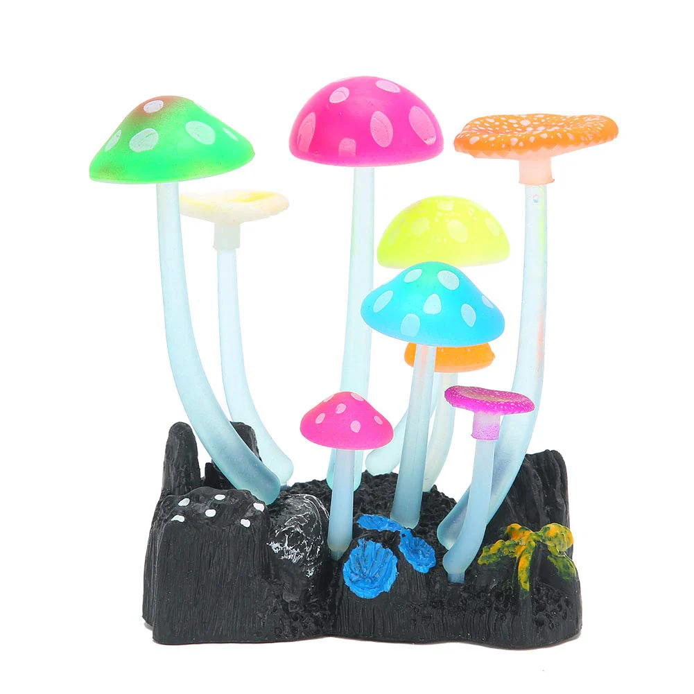 Petzlifeworld Glowing Effect Artificial Mushroom Aquarium Plant Decor Ornament Decoration for Fish Tank Landscape - Bild 7