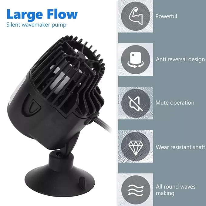 Petzlifeworld 360 Degree Rotating Single Head Aquarium Super Wave Maker (XL-100M | 6W | 3000L/H | Fit for 2 Feet Tank) - Bild 3