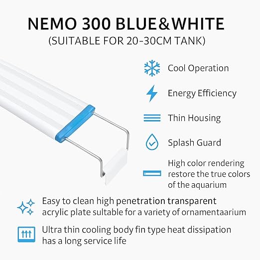 Nemo P-300 Aquarium LED Light – Suitable for 20–30 cm Tanks | Energy Efficient, High Color Rendering, Ultra-Thin Design - Bild 4
