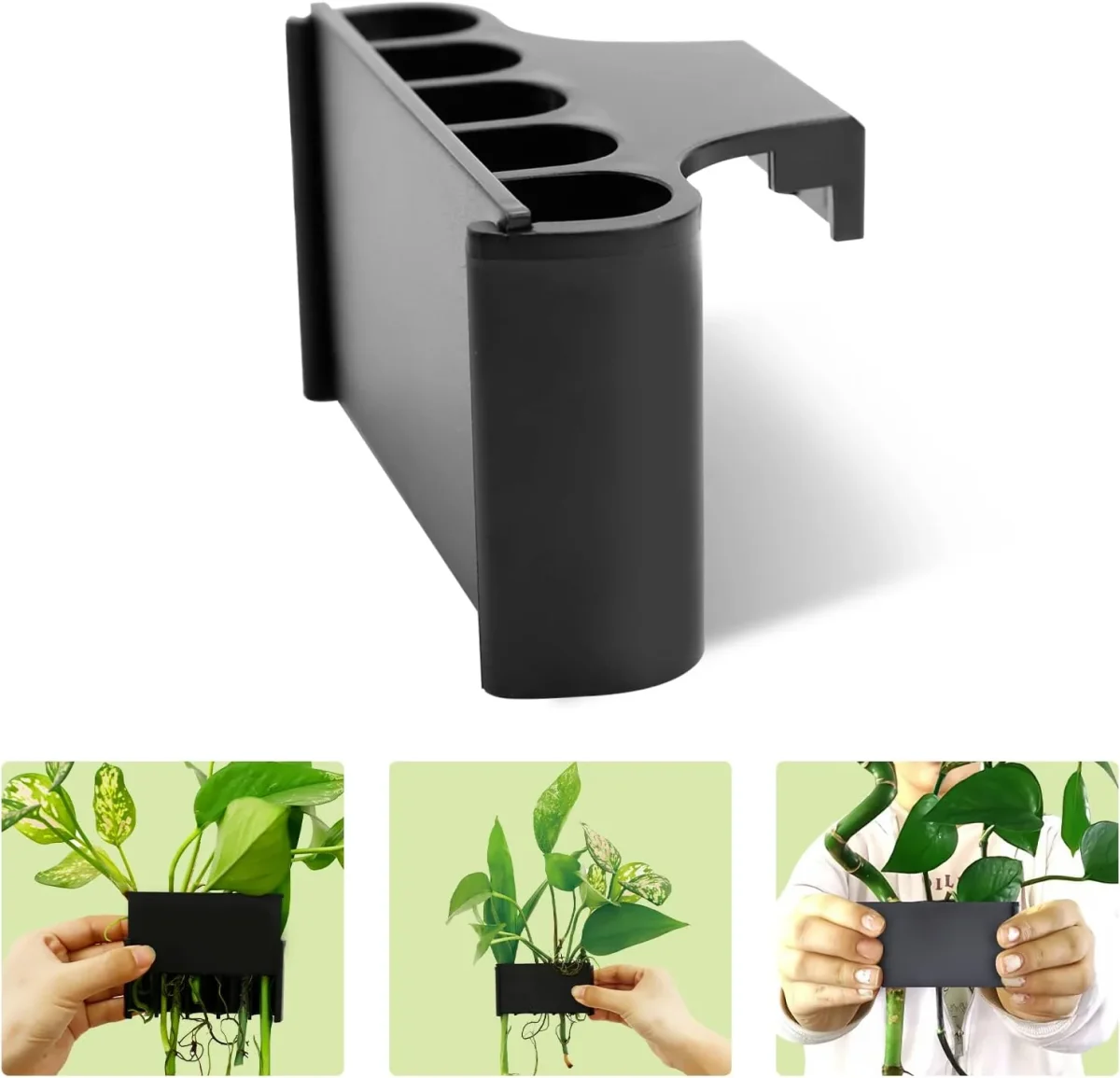 VAYINATO® 5 Hole Aquarium Fish Tank Water Plant and Indoor Money Plastic Plant Holder Hydroponics Plastic Pot | Decoration Plant Hanging Cups (Black) by Petzlifeworld - Bild 2