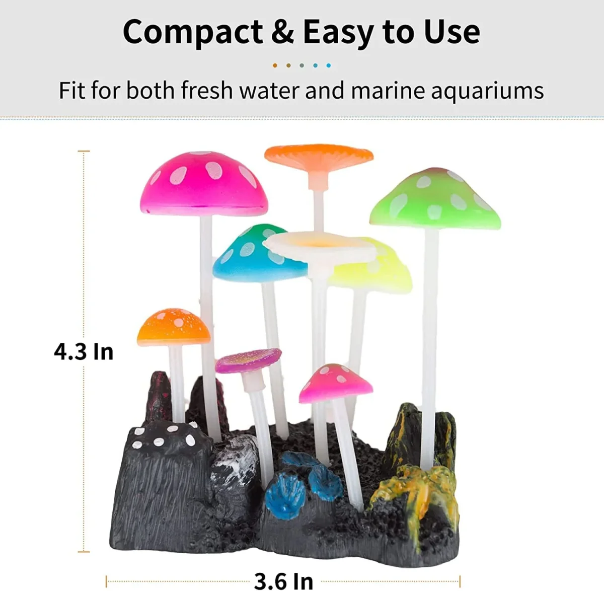 Petzlifeworld Glowing Effect Artificial Mushroom Aquarium Plant Decor Ornament Decoration for Fish Tank Landscape - Bild 6