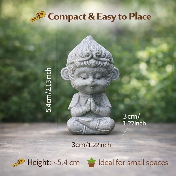 Petzlifeworld Mini Sun Wukong Meditation Statue – Cute Monkey King Resin Figurine for Aquarium, Garden, Desk, Zen Decor, Moss Pot & Fish Tank Decoration by Petzlifeworld - Bild 5