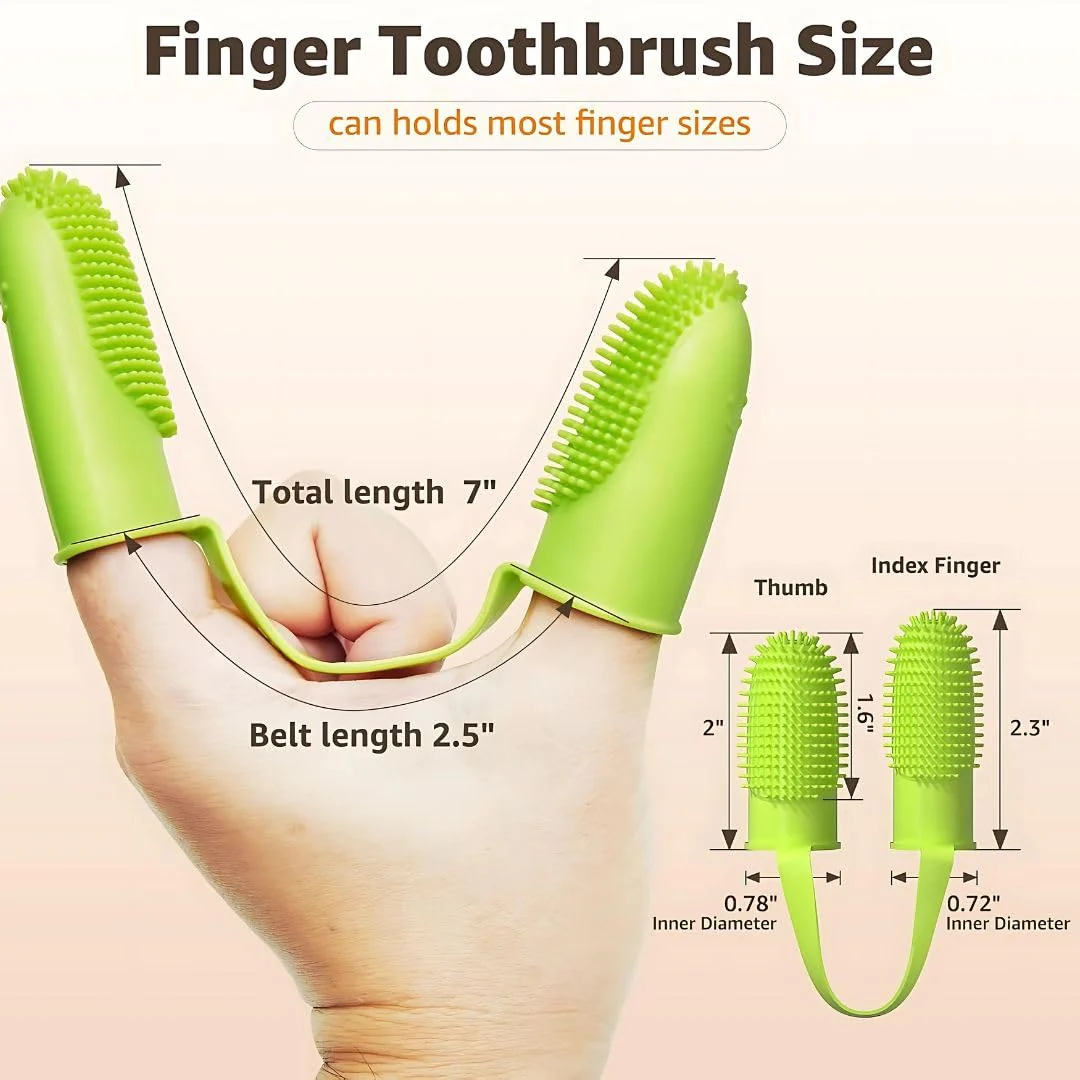 PetzLifeworld 1 Pcs (Double Finger-Random Color) Silicone Dog & Cat Finger Toothbrush | All-Around Dental Care for Dogs, Puppies & Cats - Bild 6