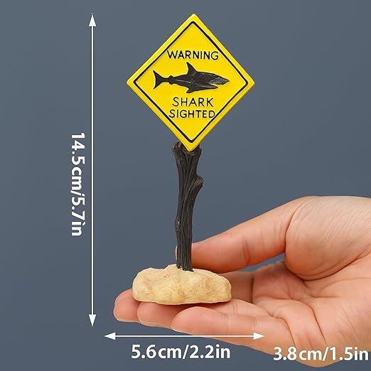 Petzlifeworld Shark-Sighted Warning Sign Decoration for Aquariums, Fish Tanks, Ponds & Bathtubs | Miniature Marine Landscape Decor | Realistic Nautical Theme, Durable Resin - Bild 6