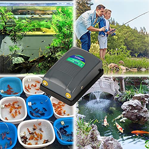 Sobo SB-648 Dual Outlet Silent Aquarium Qxygen Pump with Free 3 Meter Air Tube, 2 Air Stone and 2 Check Valve | Power : 5W | Output : 2 * 4L/min | Pressure : 2 * 0.02mpa - Bild 9