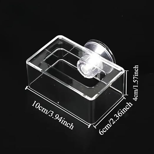 Petzlifeworld 1pc Rectangular Shaped Acrylic Fish Feeding Box with Suction Cup, Transparent Fish Feeder - Bild 5