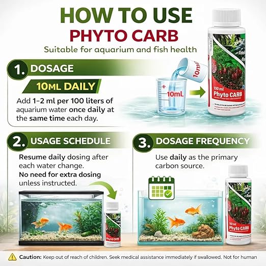 Petzlifeworld Aquatic Remedies 2 PCs Phytocarb (100ml x 2 = 200ml) | Liquid Carbon + Algae Control | CO2 Plus – Algae Minus | Planted Aquarium Fish Tank Supplement - Bild 6