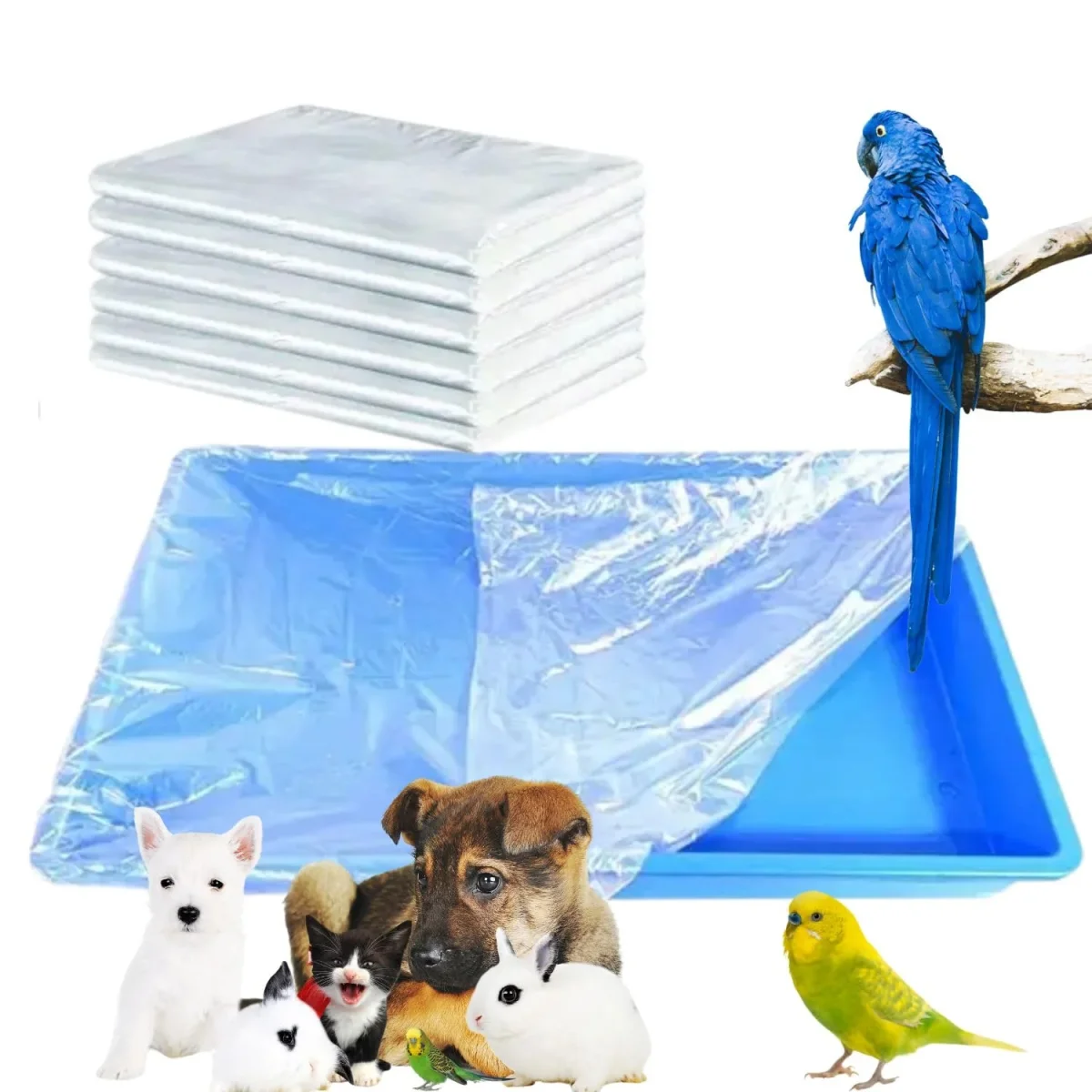 Petzlifeworld 50 Pcs(60 * 40 Cm) Disposable Cage Tray Liners – Transparent Waterproof Liner Covers for Pet Cages - Bild 2