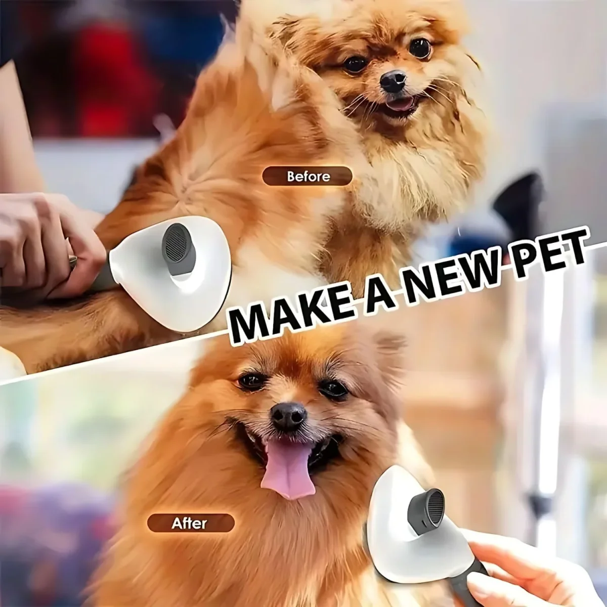 PetzLifeworld One Click Self-Cleaning Smooth Brush, Dog Cat Rabbit Pet Grooming Shedding Brush - Bild 3