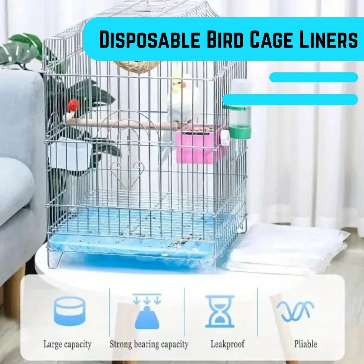 Petzlifeworld 50 Pcs(60 * 40 Cm) Disposable Cage Tray Liners – Transparent Waterproof Liner Covers for Pet Cages - Bild 6