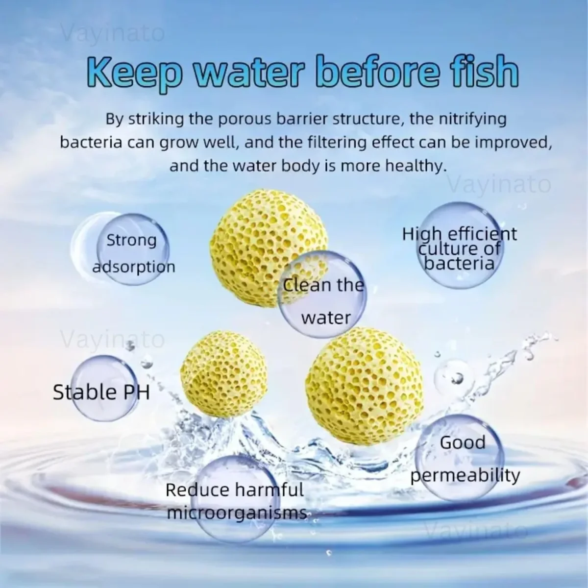 Petzlifeworld 250g Yellow Ceramic Bio Ball with Net Bag for Aquarium Fish Tank - Bild 5