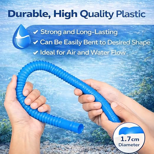 Petzlifeworld Aquarium Flexible Blue Hose Pipe 2.5 Ft | Air & Water Tube for Top Power Filter Pump | 1.7 cm Diameter with Suction Cups - Bild 7