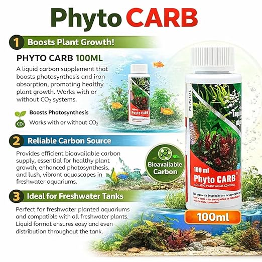 Petzlifeworld Aquatic Remedies 2 PCs Phytocarb (100ml x 2 = 200ml) | Liquid Carbon + Algae Control | CO2 Plus – Algae Minus | Planted Aquarium Fish Tank Supplement - Bild 5
