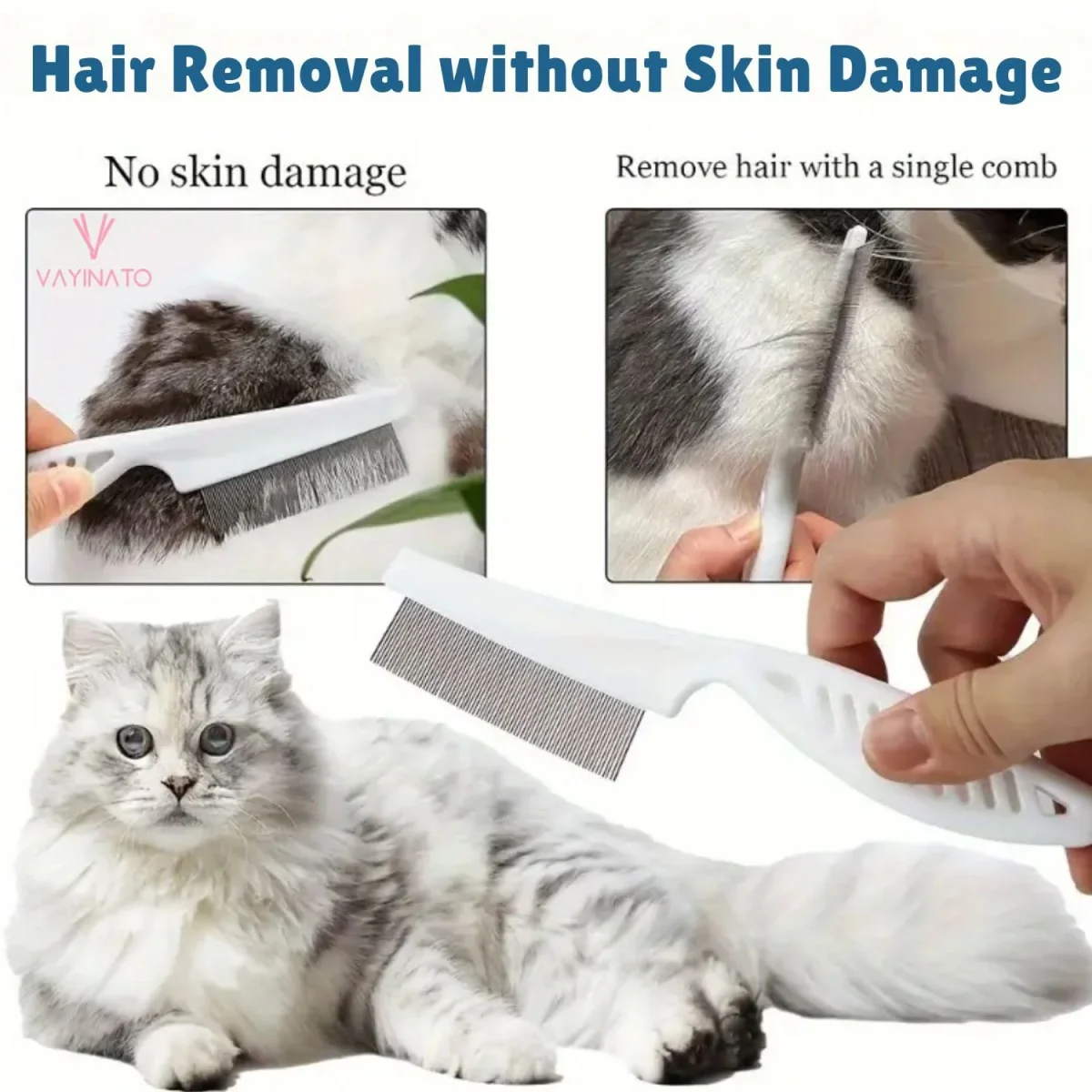 PetzLifeworld Stainless Steel Needle Flea Comb for Cats & Dogs - Removes Tangles, Knots & Tear Stains, Fleas, Ticks - Bild 8