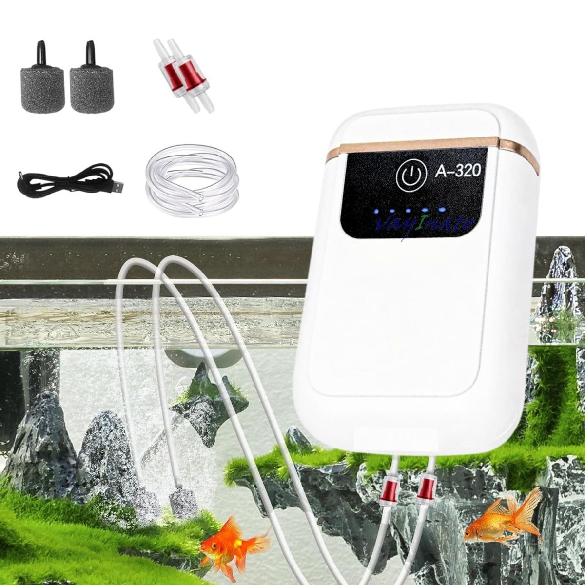 SOBO Mini AC/DC Aquarium Air Pump with Airtube, Airstone, Check Valve | USB Type - Bild 3