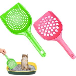 Petzlifeworld Pack of 2 Cat Litter Scoop (Small Hole + Big Hole) | Made of Plastic Material | Durable and Lightweight | Random Colour