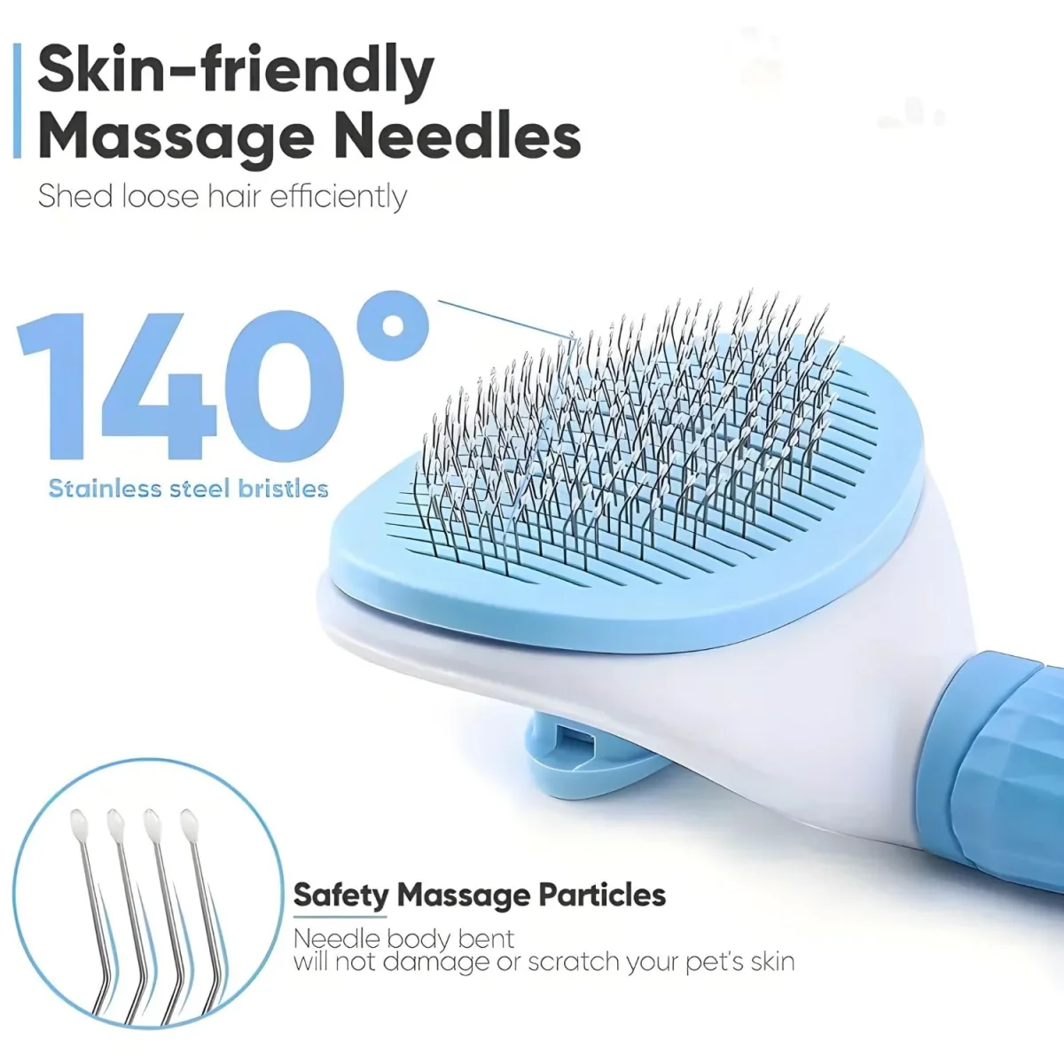 PetzLifeworld One Click Self-Cleaning Smooth Brush, Dog Cat Rabbit Pet Grooming Shedding Brush - Bild 6