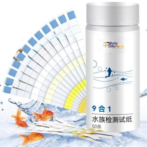YEE 9 in 1 Aquarium 50 Test Strips for Freshwater Saltwater,Test Kit with Quick and Accurate, Pond Fish Tank and Swimming Pool Test Strips Testing Nitrite,Nitrate,Clorine,pH and More