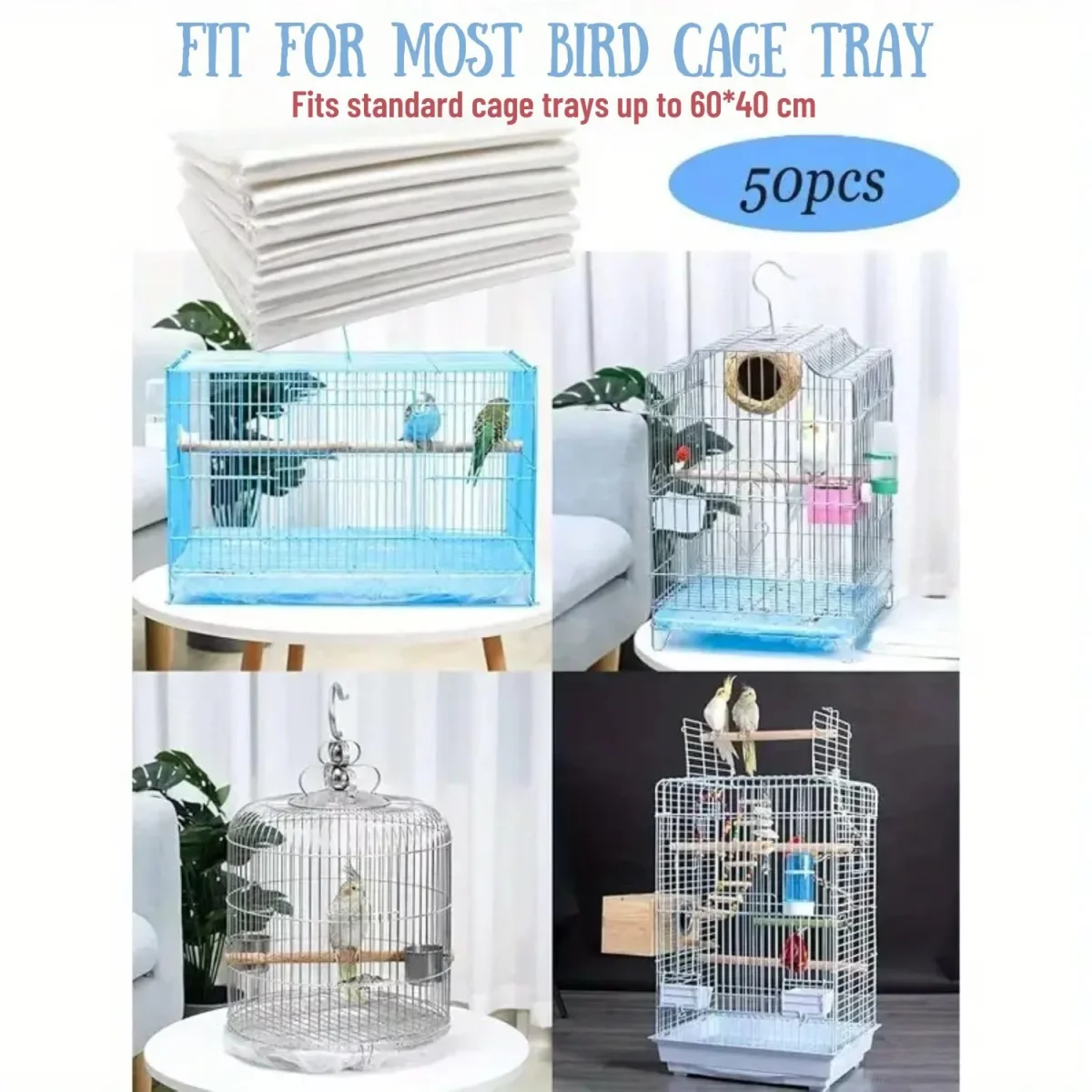 Petzlifeworld 50 Pcs(60 * 40 Cm) Disposable Cage Tray Liners – Transparent Waterproof Liner Covers for Pet Cages - Bild 3