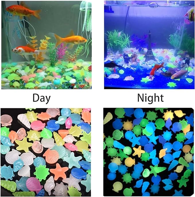 Petzlifeworld 74 Pcs Sea Creatures Shaped Luminous Stone for Fish Bowl, Garden, Ponds, Handmade Crafts - Can Glow in The Dark After Daily Exposure to Light - Bild 6