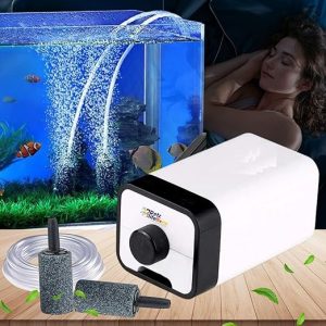 Sunsun CT 202  Air Pump With 3 Meter Air Tube & 2 Air Stone For Fish Tank (2 Way)
