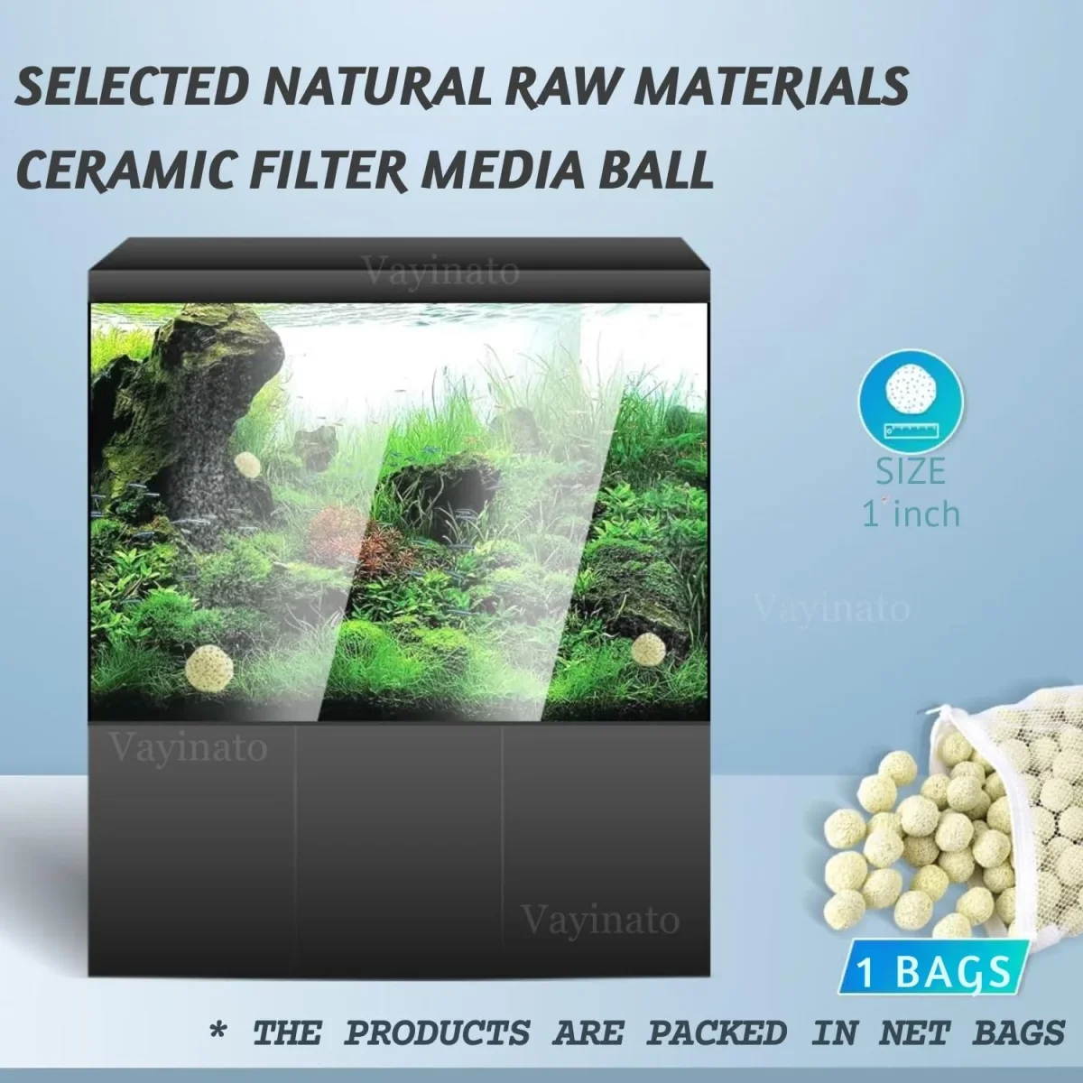 Petzlifeworld 250g Yellow Ceramic Bio Ball with Net Bag for Aquarium Fish Tank - Bild 7
