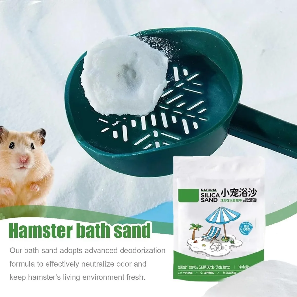 Petzlifeworld 1.2Kg Natural Silica Bath Sand for Hamster | Odor-Control Grooming Sand for Hamsters, Guinea Pigs, Gerbils & Chinchillas | Clean, Safe & Mess-Free Bathing - Bild 8