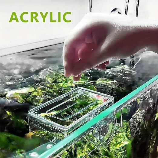 Petzlifeworld 1pc Rectangular Shaped Acrylic Fish Feeding Box with Suction Cup, Transparent Fish Feeder - Bild 3
