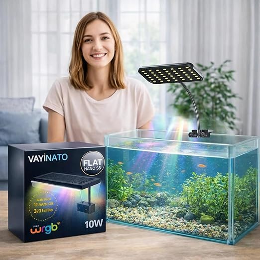 Bluepet 10W Flat Nano S3 Full Spectrum Aquarium Light – Clip-On LED Light with 360° Flexible Head for Planted Nano Fish Tanks