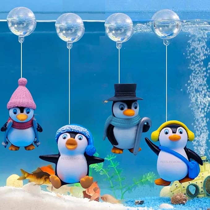 Petzlifeworld Small Natural Floating Penguin Decoration Miniature Aquarium Treasure Chest Hunter Figure Penguin Model Toy Household PVC Material Fish Tank Supplies - Bild 7