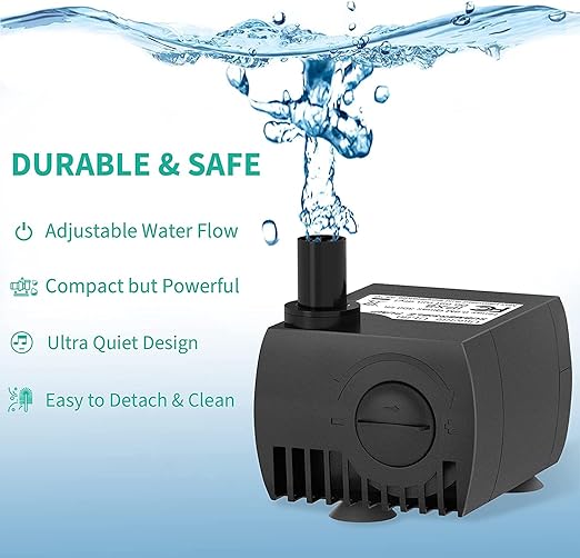 Petzlifeworld A300 | 3W | Water Lifting Height Upto 2 Feet Energy Saving Mini Submersible Pump with Speed Control for Aquarium Fish Tank and Indoor Decoration by Petzlifeworld - Bild 4