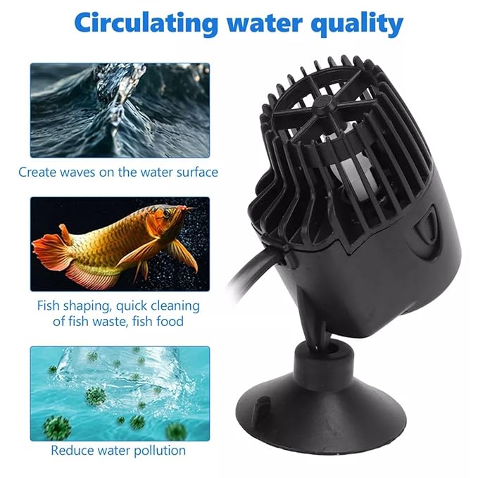 Petzlifeworld 360 Degree Rotating Single Head Aquarium Super Wave Maker (XL-100M | 6W | 3000L/H | Fit for 2 Feet Tank) - Bild 5