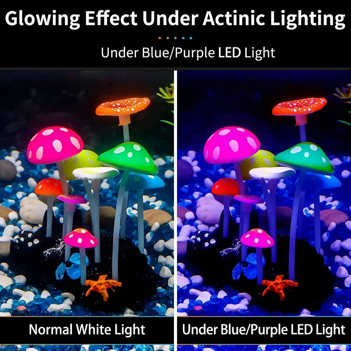 Petzlifeworld Glowing Effect Artificial Mushroom Aquarium Plant Decor Ornament Decoration for Fish Tank Landscape - Bild 3