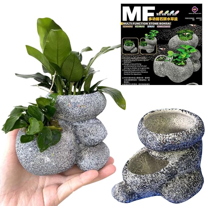 Petzlifeworld Multi-Function (F 950-M) Stone Bonsai Water Plant Pot Fish Tank Stone Decoration Cave for Fish Breeder Bonsai Shelter | Non-Toxic and Safe for Both Fish and Aquatic Plants - Bild 2