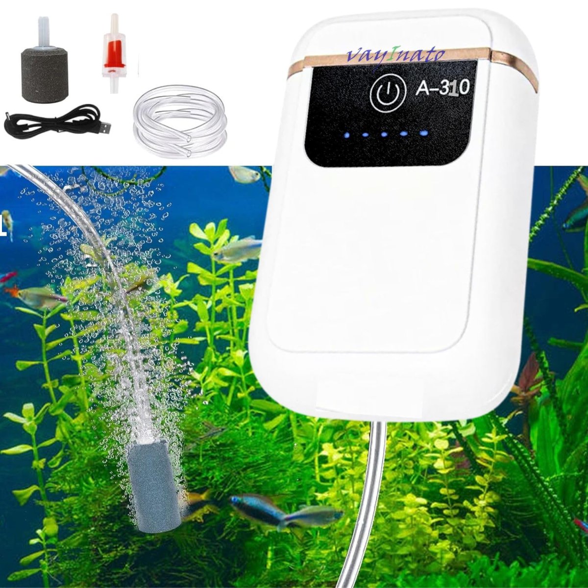 SOBO Mini AC/DC Aquarium Air Pump with Airtube, Airstone, Check Valve | USB Type - Bild 2