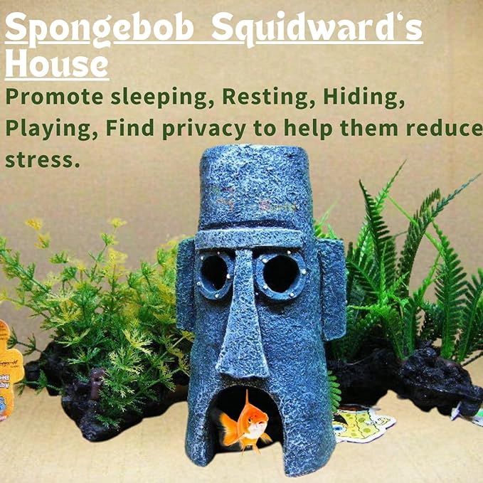Petzlifeworld Spongebob Squidward's House Fish Hiding Cave for Fish Tank Decoration | Non-Toxic and Safe for Both Fish and Aquatic Plants Perfect for Fresh & Saltwater Tanks - Bild 3