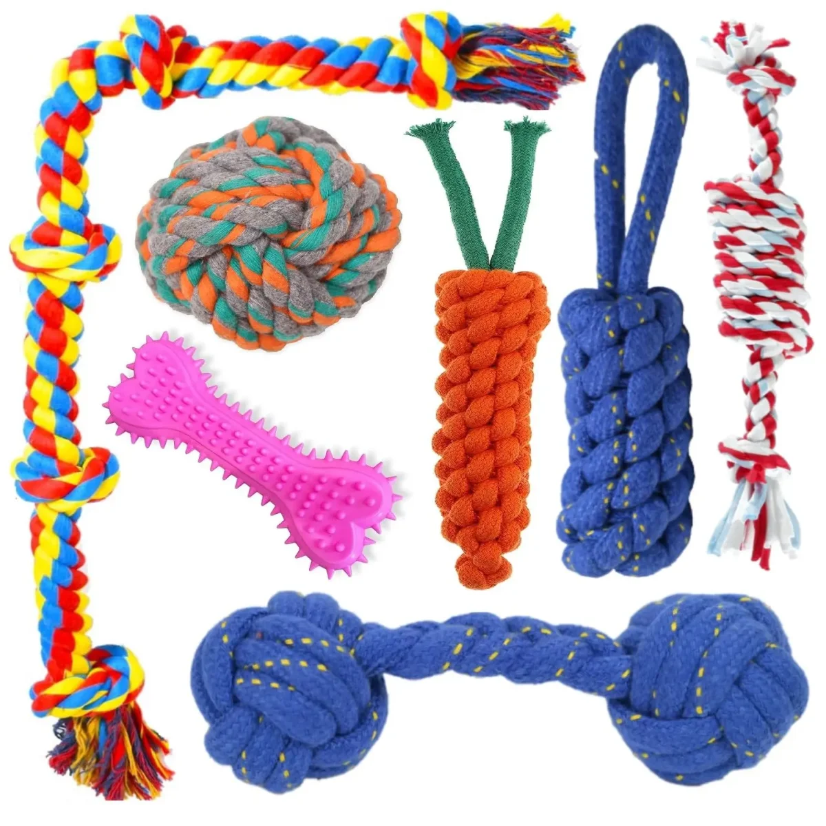 Adidog +Dog Chew Toys + Puppy Teething Toys + Rope Dog Toy + Dog Toys for Small to Medium Dog Toys + Dog Toy Pack + Tug Toy + Dog Toy Set + Washable Cotton Rope for Dogs(Pack of 7) - Bild 2