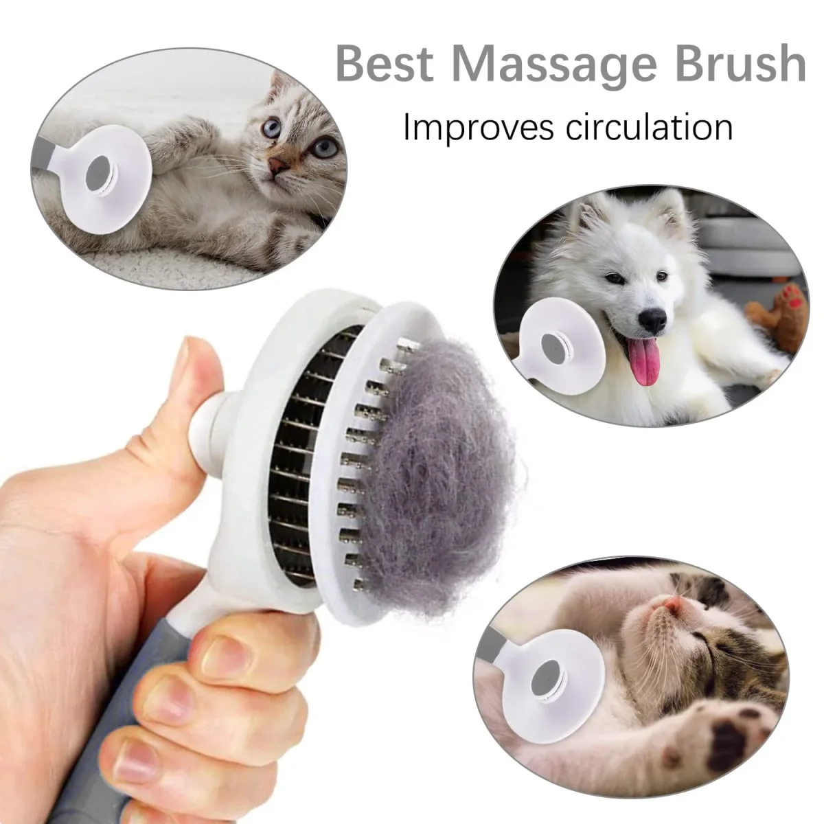 Petzlifeworld Cat Self Cleaning Slicker Brush, Pets Skin Friendly Grooming Brushes for Shedding Dogs Cats Hair Easy to Remove Loose Undercoat with Long or Short Hairs Pet Massage Tool for All Hair Type- UPGRADED - Bild 6